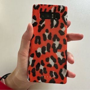 Samsung Galaxy Note 8 Burga hard shell case orange and black white leopard